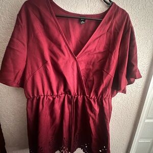 Elegant Burgundy V-Neck Top